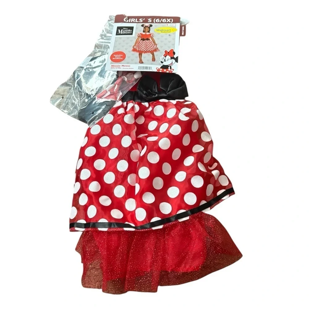Disney Minnie Mouse Costume Dress NEW Small 6/6X W/ Ears Headband World Land
